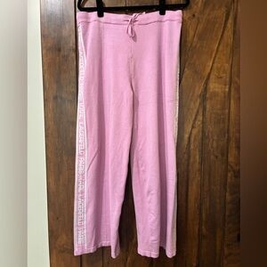 Karl Lagerfeld Paris Pink Wide Leg Sweater Pants Size Medium - Logo Retro 90s